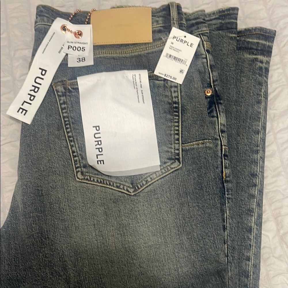 Purple Men's Slim Straight Jeans - Blue